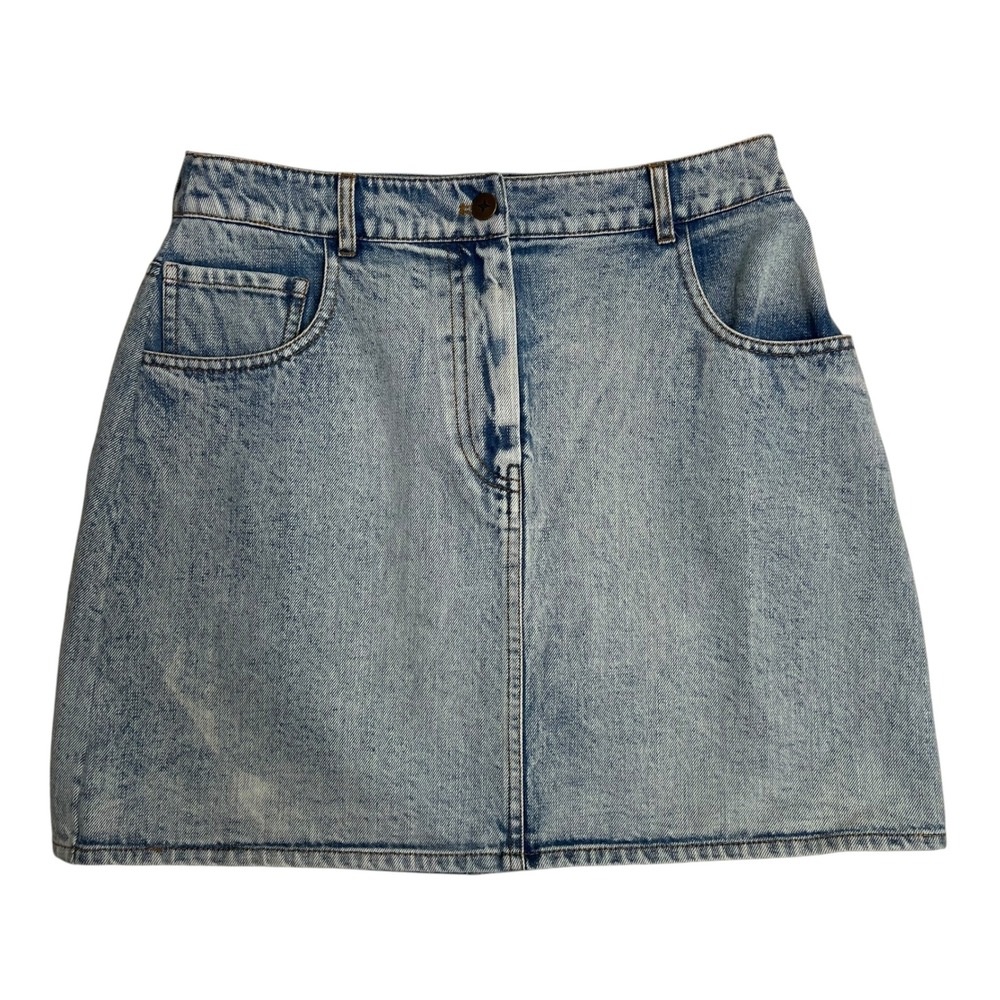 NWT Tuckernuck Acid Wash Cotton Denim Pippa Mini Skirt SZ L Minimalist Preppy